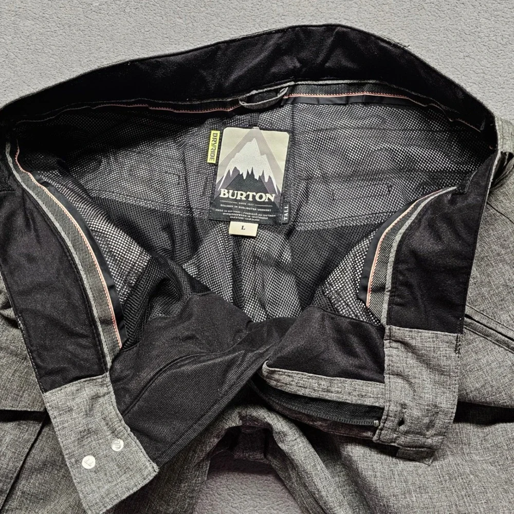 Burton DRYRIDE Snowboard Cargo Pants Mens LT Gray Heather Mesh Lined Waterproof
